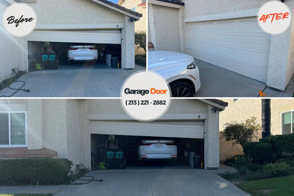 Before and after: garage door repair South Lancaster, MA